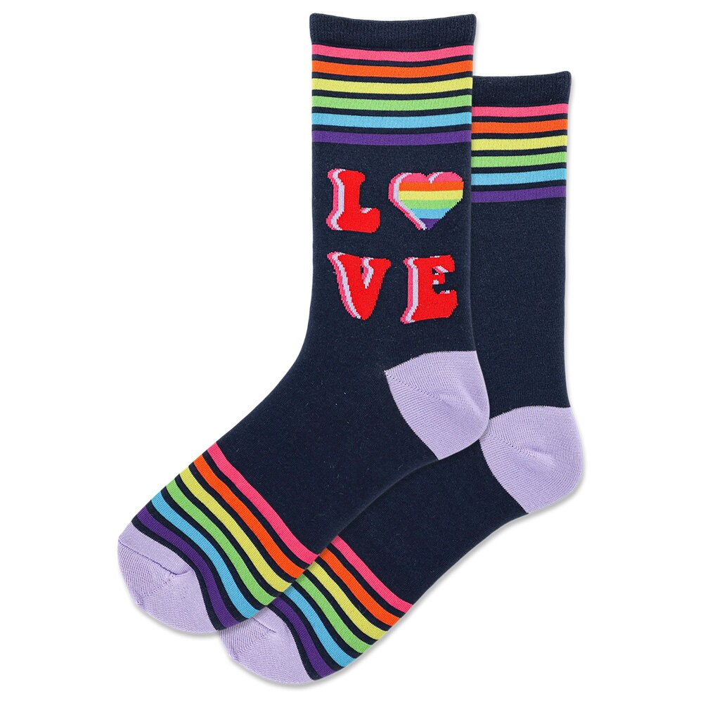 Fashion Accessories, HotSox, Blue, Novelty, Accessories, Women, Retro Love, Navy, Sock, 722684